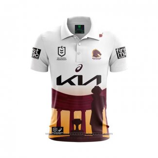 Camiseta Polo Brisbane Broncos Rugby 2024 ANZAC